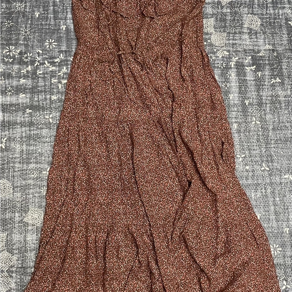 Doen Strapless Floral Brown Dress